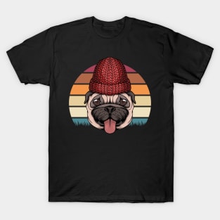 Retro Pulldog with funny hat design T-Shirt
